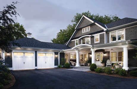 evening photo garage doors